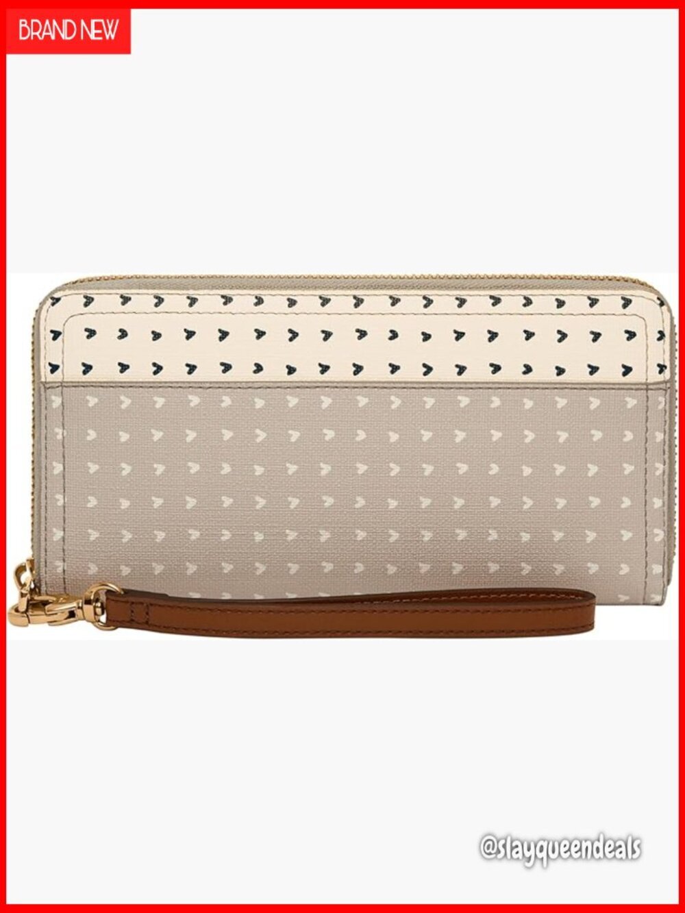 Leather RFID-Blocking Zip Clutch Wallet with Detachable Wristlet Strap